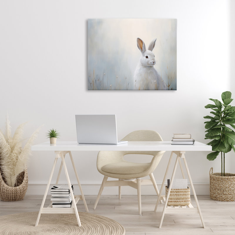 Art mural sur toile Serene White Rabbit, design par Arlington Prints, H 30 po x l 40 po