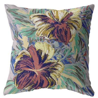 Floral Faux Suede Reversible Throw Pillow