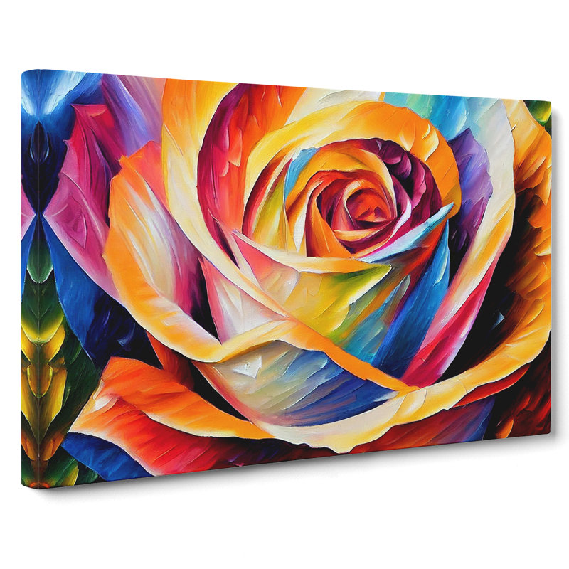 Rose Flower Painting Vol.5 Abstract - Wrapped Canvas, 40cm H x 60cm W x 3cm D