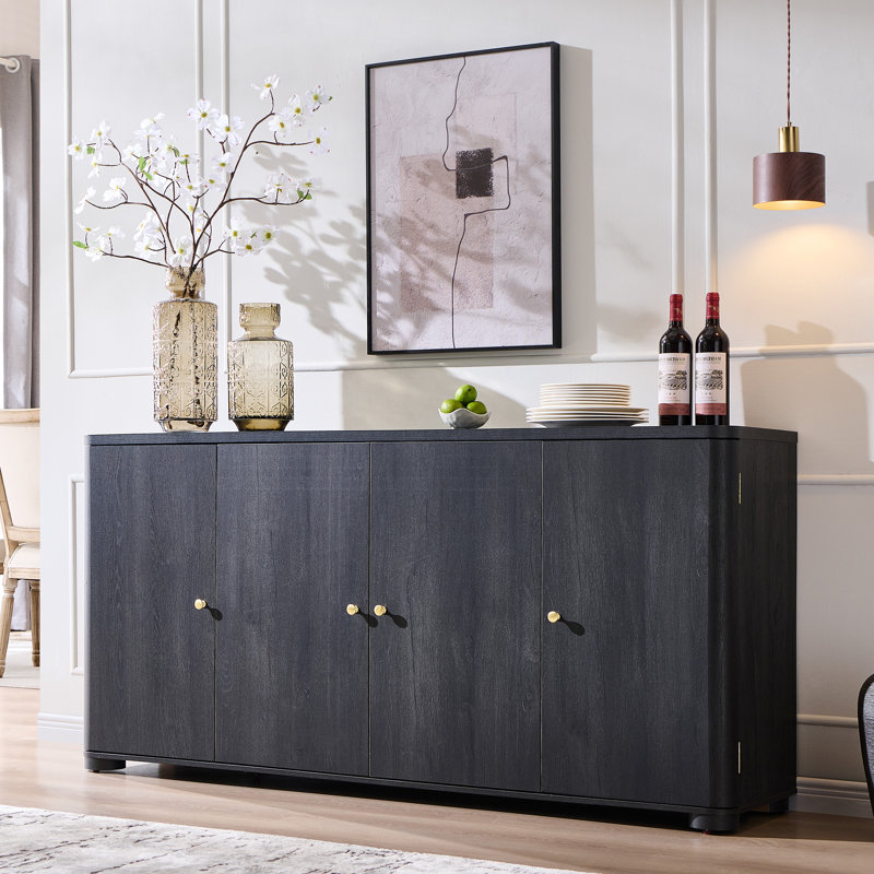 Meuble télé moderne avec rangement et console multimédia pour téléviseur de 75 po ou moins, Gris foncé