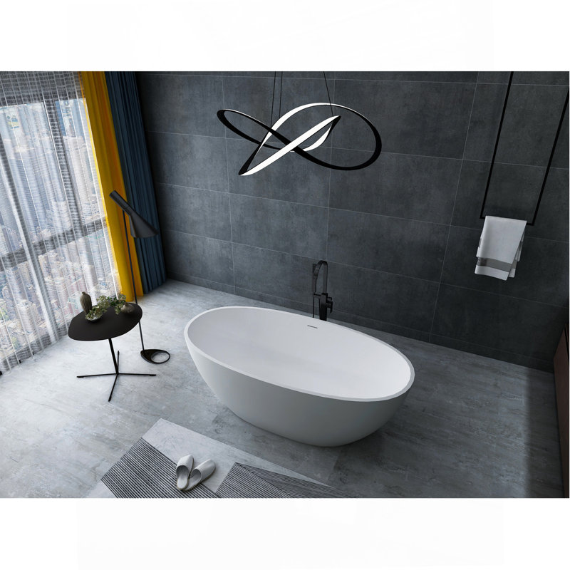 Baignoire de trempage autoportante de 71 pouces à surface solide blanc mat 25S01-18PS