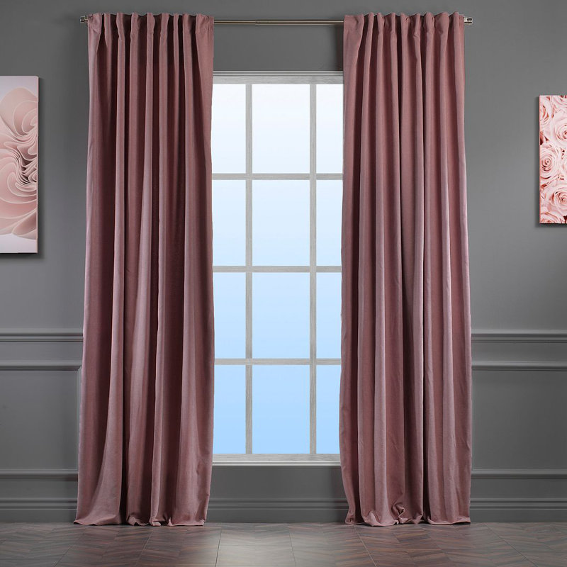 Blackout Thermal with Liner Extra Long & Extra Wide Decorative Curtain Single Panel, 140cm Width x 145cm Drop, Pink 