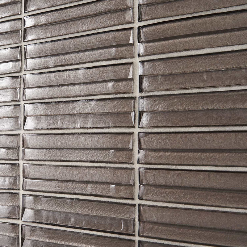 Maya Stacked 12x12 Polished Glass Mosaic Tile, Stacked Twilight