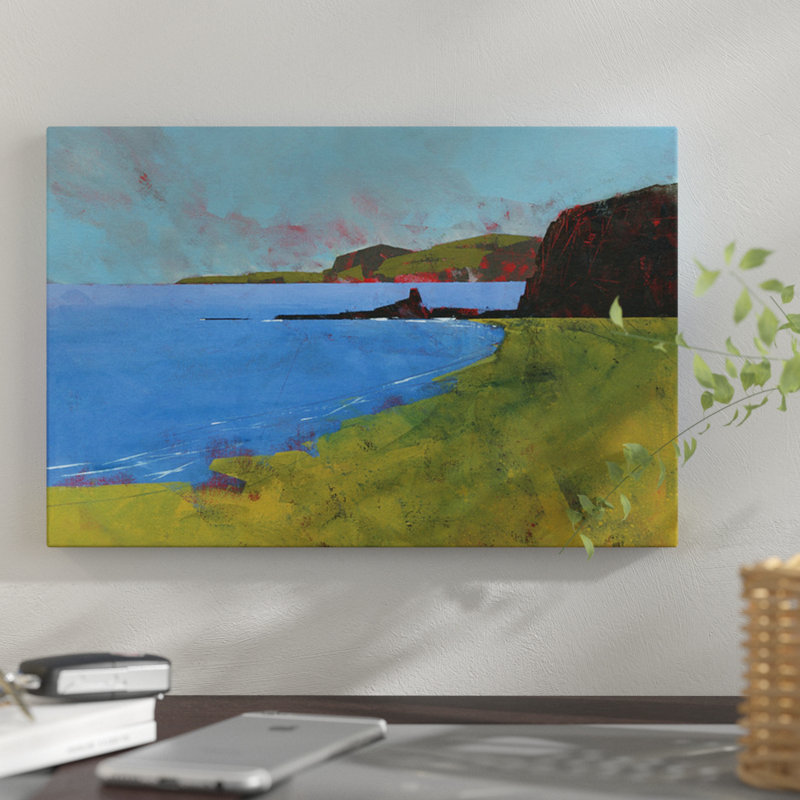 « ceredigion falaises », reproduction sur toile, H 12 po x l 18 po x P 1,5 po, Pas de tapis, Toile tendue