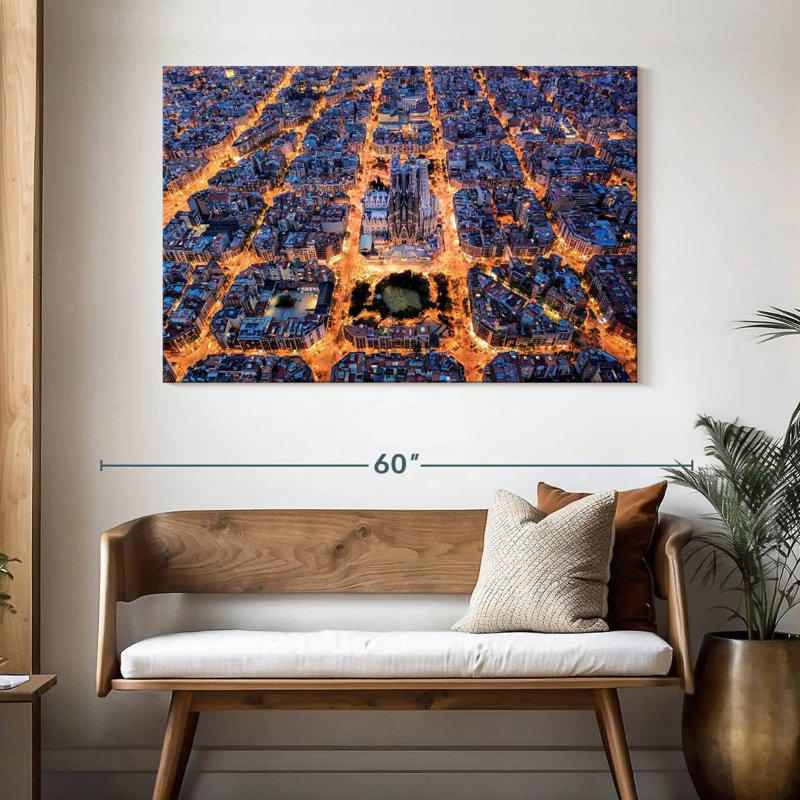 Lumières de la ville de Barcelone, H 32 po x l 48 po