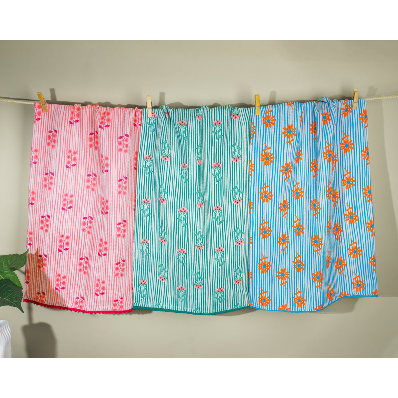 Summer Floral Stripe Kitchen Towel Set