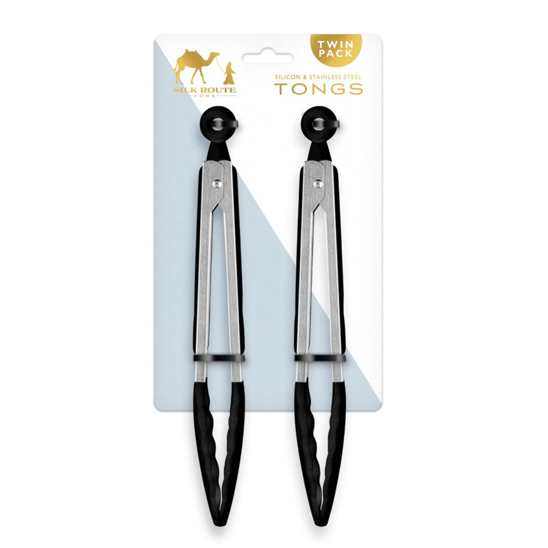 Silk Route Spice Company 2 Kitchen Tong, Black