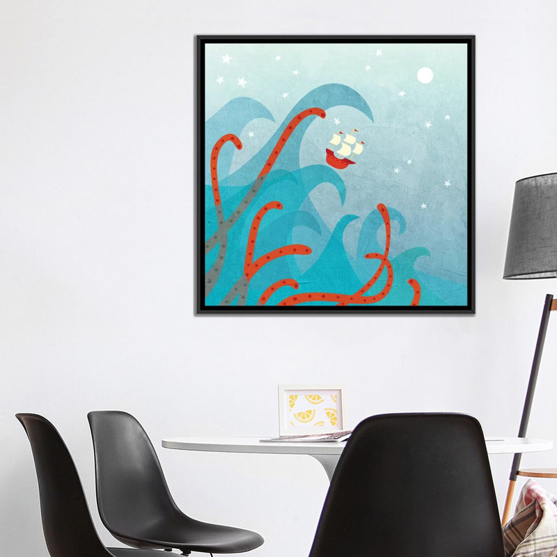 «A Bad Day for Sailors» par Nic Squirrell - impression d'art graphique, H 37 po x l 37 po x P 1,5 po, Toile avec cadre noir