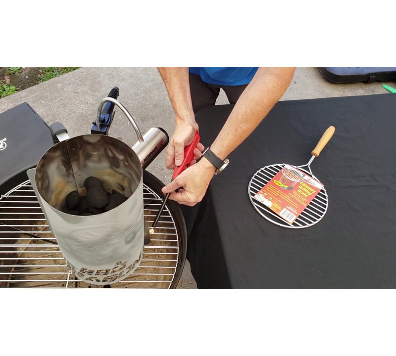 Stainless Steel Charcoal Chimney Grill Rack with Wood Handle