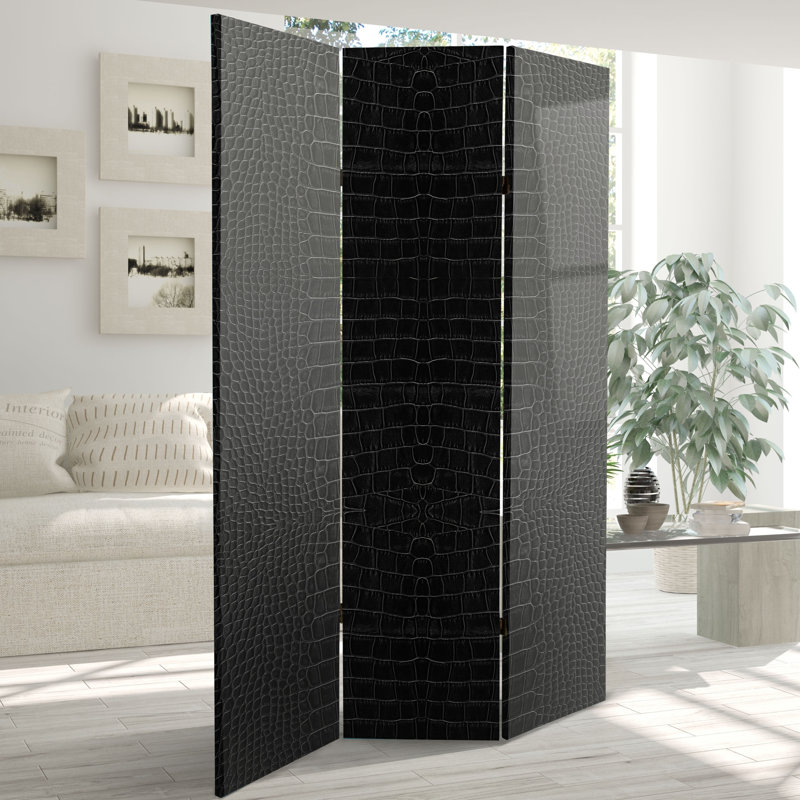 47.25'' 3 - Panel Folding Room Divider, Black