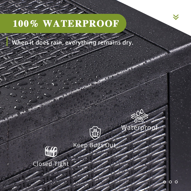 FRUITEAM 100 Gallons Gallon Water Resistant Resin Lockable Deck Box in Dark Gray