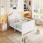Lit double pour enfants, lit plateforme double en bois avec tête et pied de lit, blanc, conception à profil bas pour plus de sécurité et de style-1211793524-1211793527