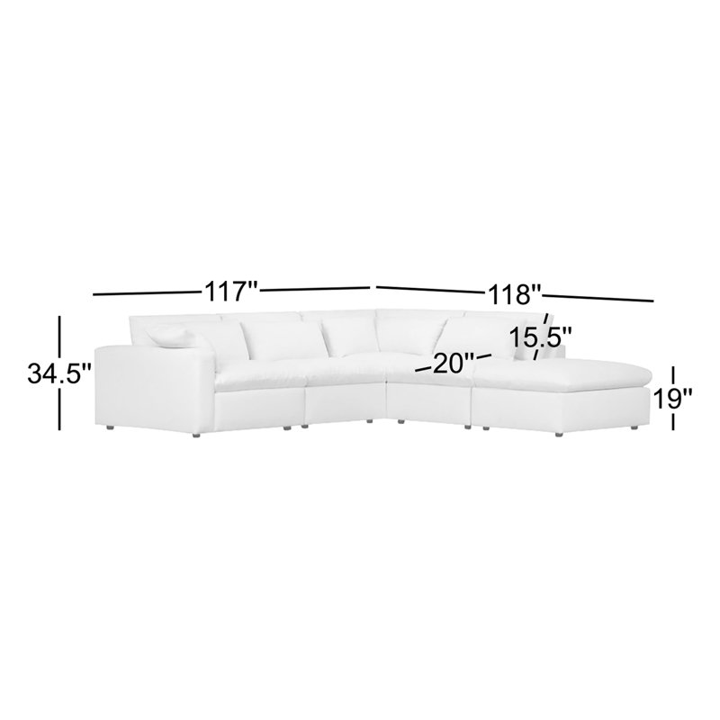 Remy 5-Piece Modular Chaise Sectional, Right Hand Facing, Andrew Cognac Performance Chenille