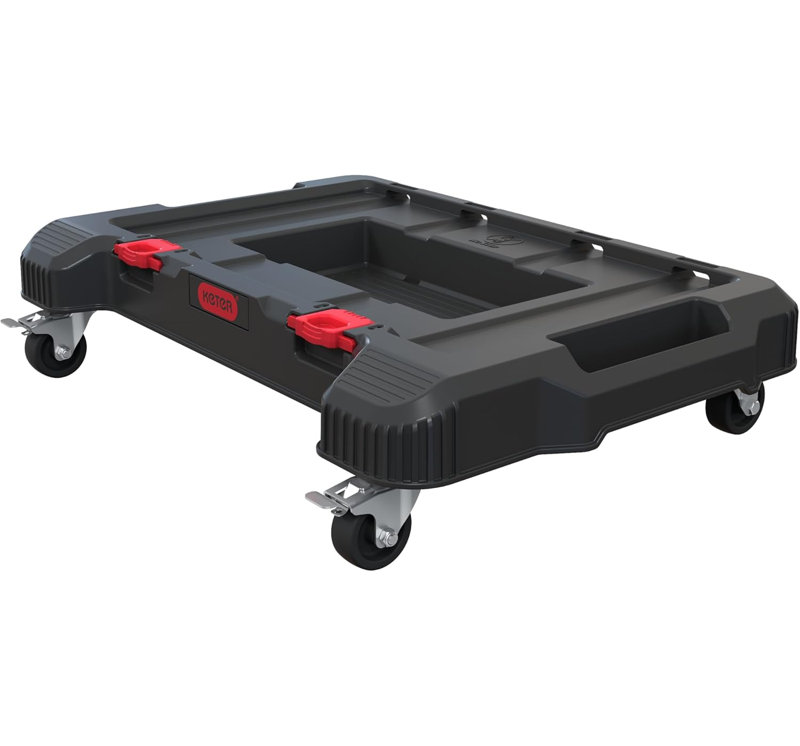 Keter Stack N Roll Dolly Heavy-Duty Rolling Base Cart with Locking Wheels Ideal Modular Mobile Workstation & Tool Storage Platform
