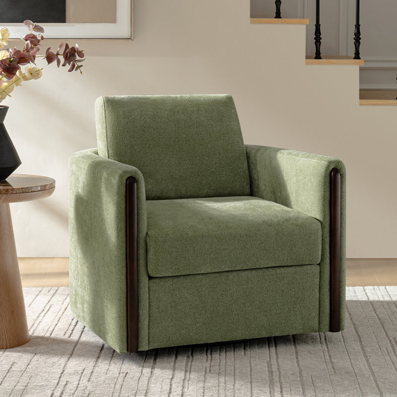 Upholstered Swivel Armchair, Moss