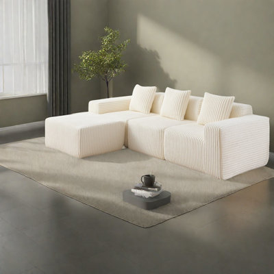 Canapé modulaire moderne avec confort en forme de nuage, revêtement en polyester, en forme de L pour le salon