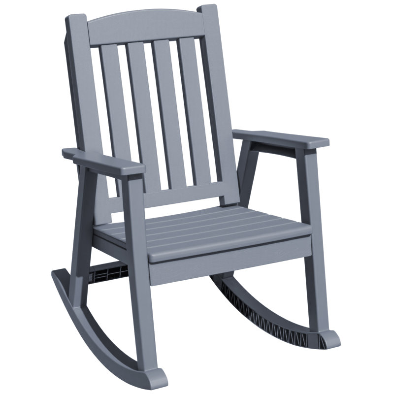 Chaise berçante d'extérieur en plastique pour terrasse, patio et balcon, Gris
