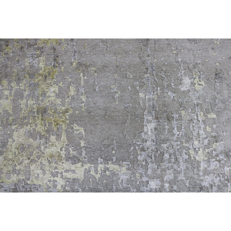 Wool Abstract Area Rug in Gold, Rectangle 2' x 3'