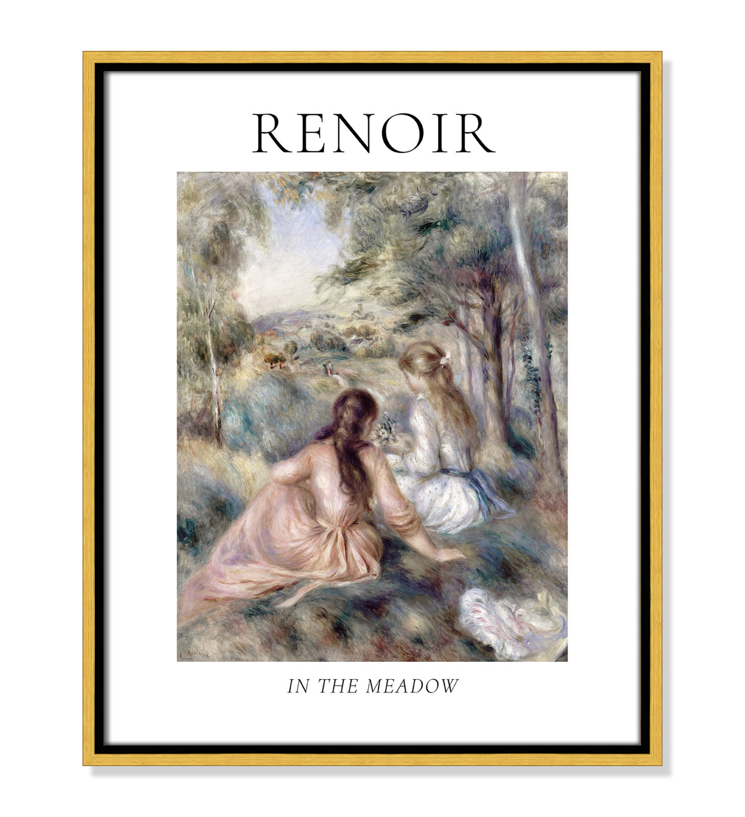 Old Masters Collection "In the Meadow" Print, Gold Floater Frame, No, 21.5" H x 17.5" W x 2" D