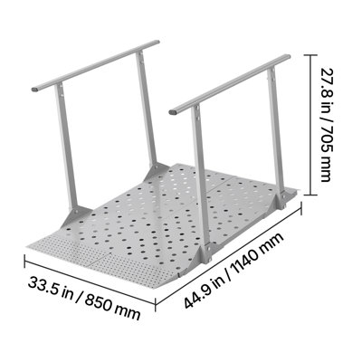 Rampe pour fauteuil roulant avec rampes, rampe pour fauteuil roulant en aluminium robuste de 44,9 x 33,5 po, capacité de 440 lb, rampes de seuil portatives antidérapantes pour les escaliers, les escaliers, les portes, les trottoirs, les trottinettes