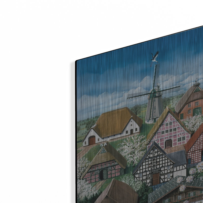 Art mural en métal luxueux «German Farmhouse» par Harro Maass, 12 po x 16 po