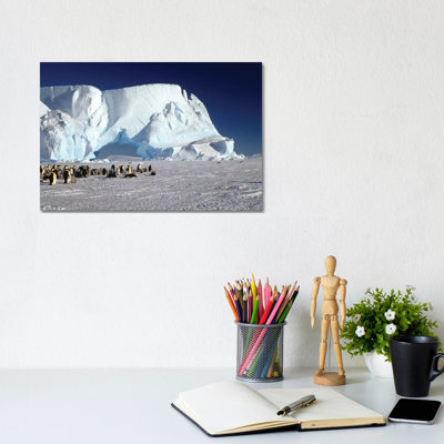 Emperor Penguin Colony And Iceberg, Weddell Sea, Antarctica by Konrad Wothe - Wrapped Canvas Print