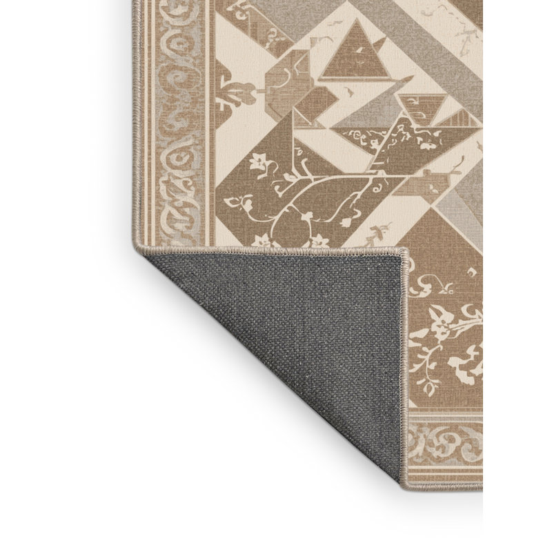 Tapis oriental doux et moelleux à motif de triangles à motif oriental classique en polett, 4 x 6