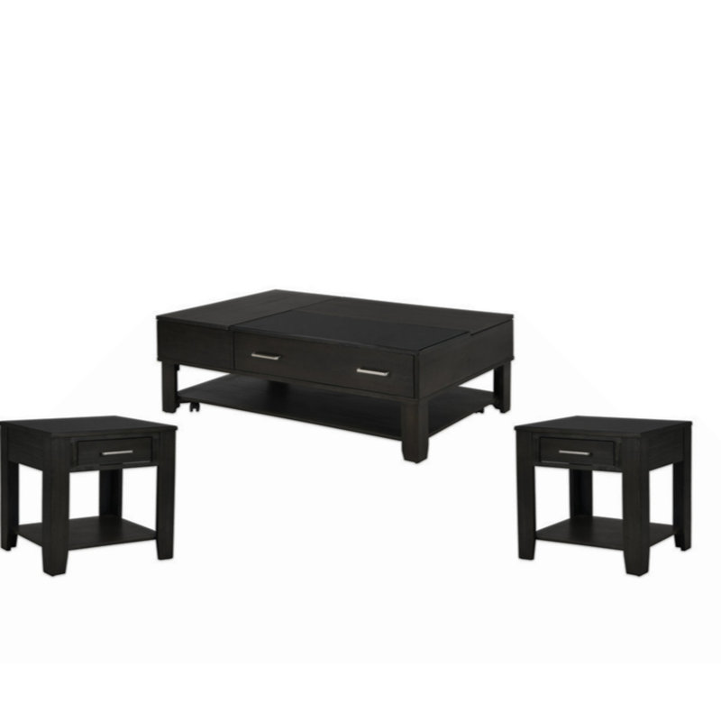 Ensemble de tables basses 3 pièces avec plateau en verre trempé 48 po Bruno