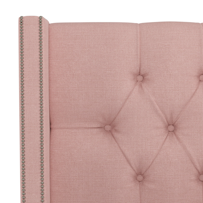 Georgiana Upholstered Wingback Bed, Classic Blush Linen, Full