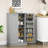 41" Kitchen Storage Box Unit, 12 Door Shelves, Double Doors, 5 Shelving, Adjustable, Paper Gray For Convenient Space Cabinetry, Modern