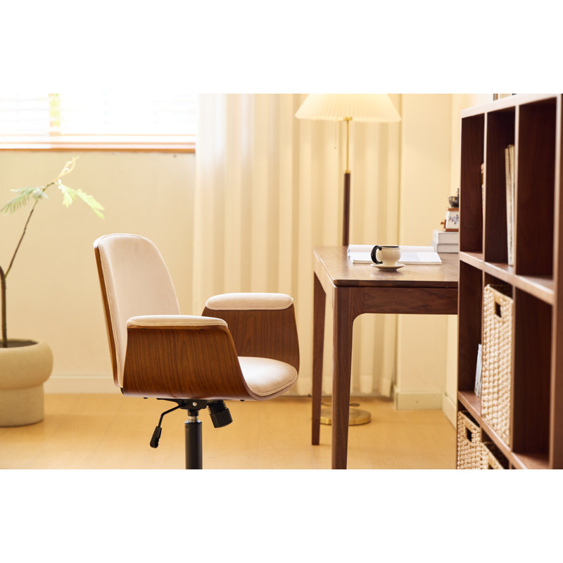 Chaise de bureau Tyner, Velours côtelé, Beige