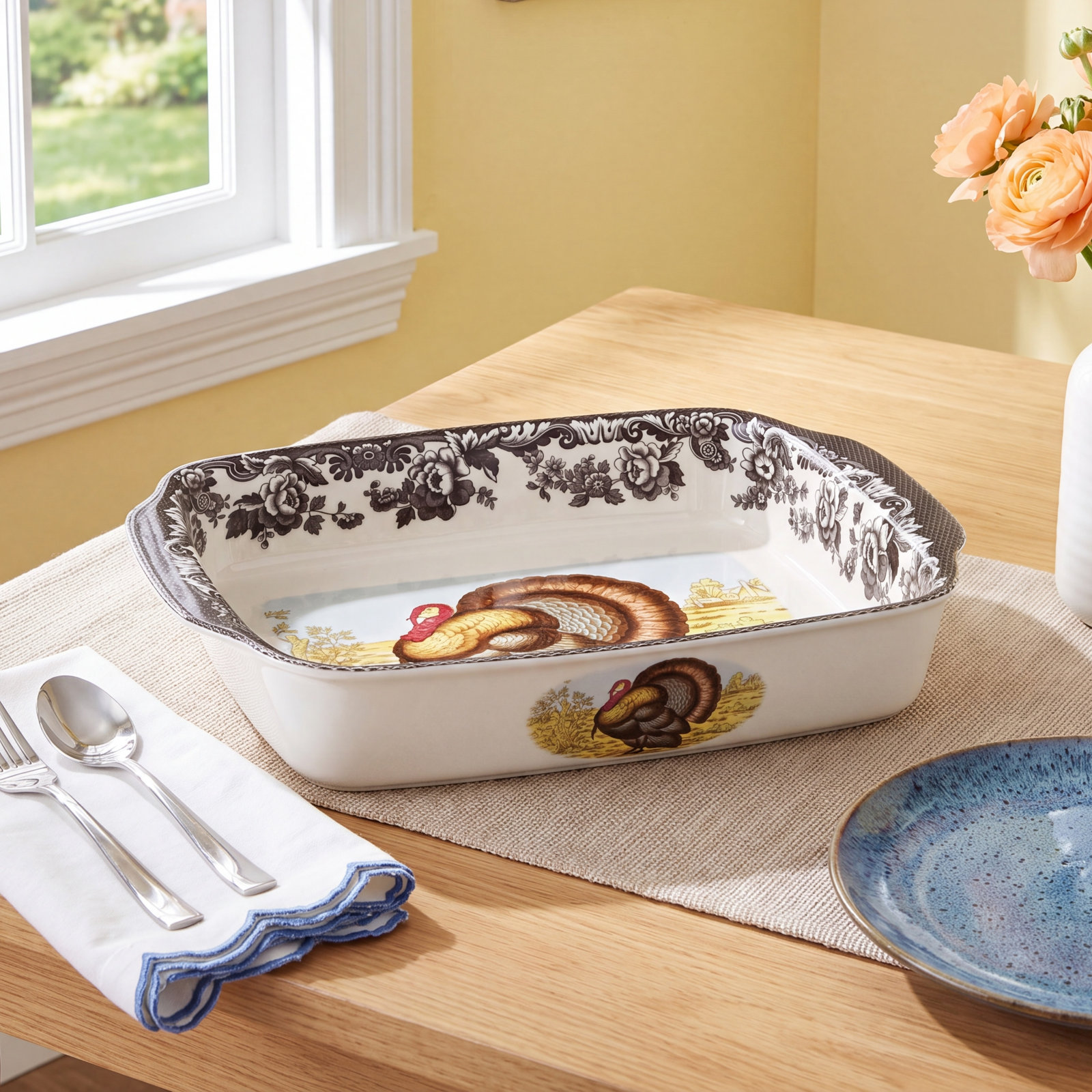 Spode Woodland Turkey Handled Lasagne Tray