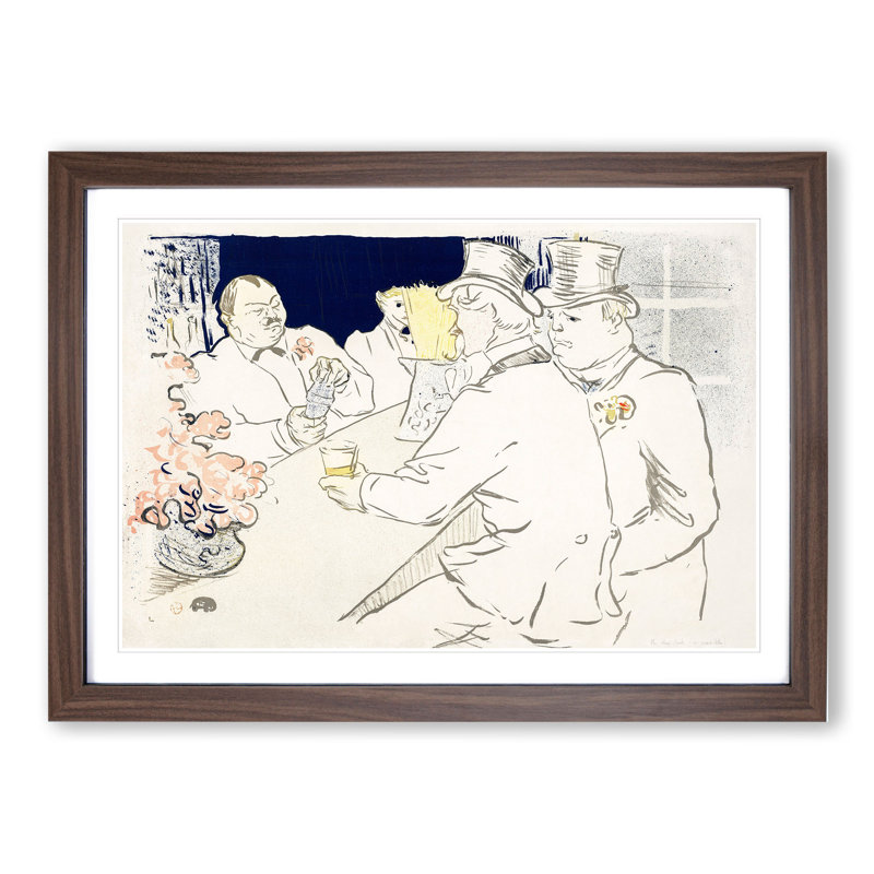 The Irish and American Bar by Henri de Toulouse-Lautrec - Picture Frame Painting, 48cm H x 65cm W x 2cm D, Walnut
