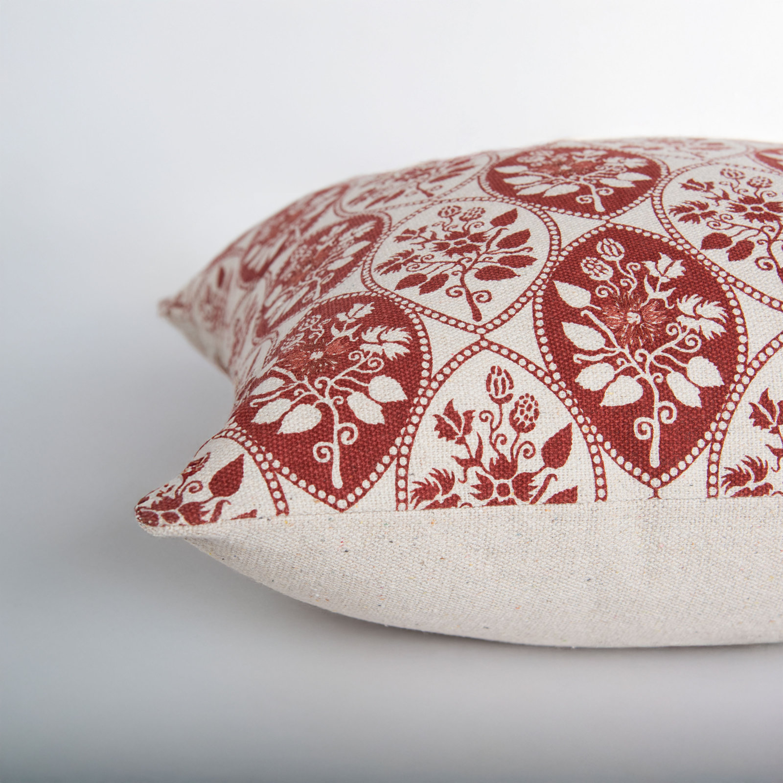 20" x 20" Cotton Throw Pillow, Polyester, Rust/Natural