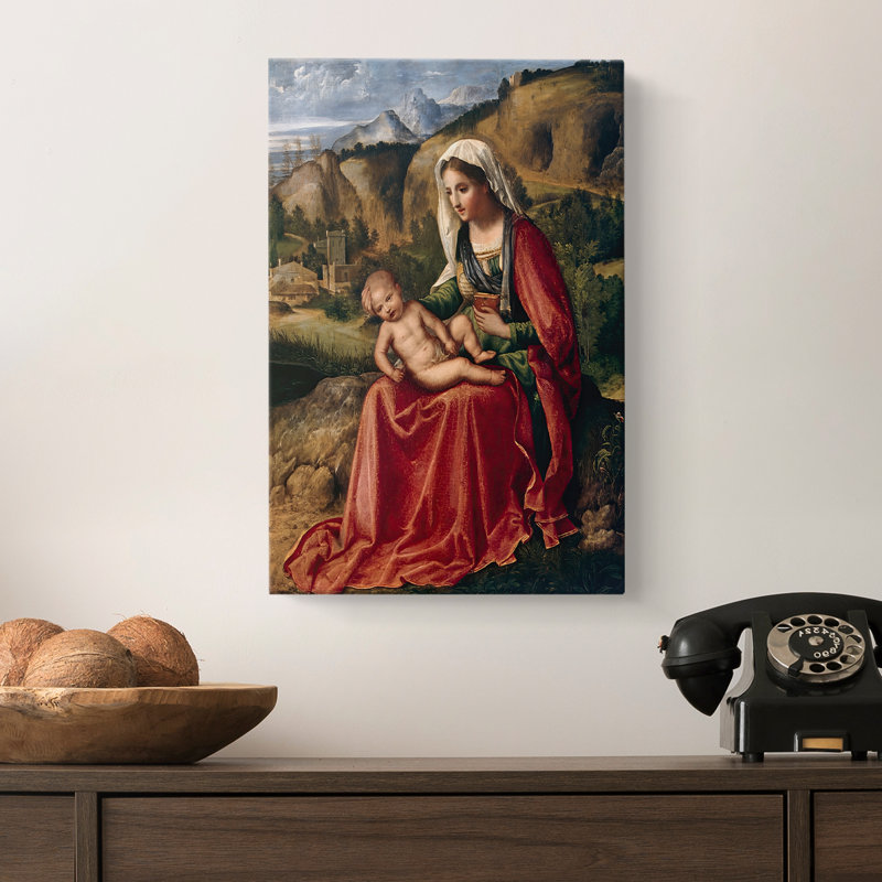 Madone et enfant dans un paysage - toile tendue par Giorgione, 8 x 12