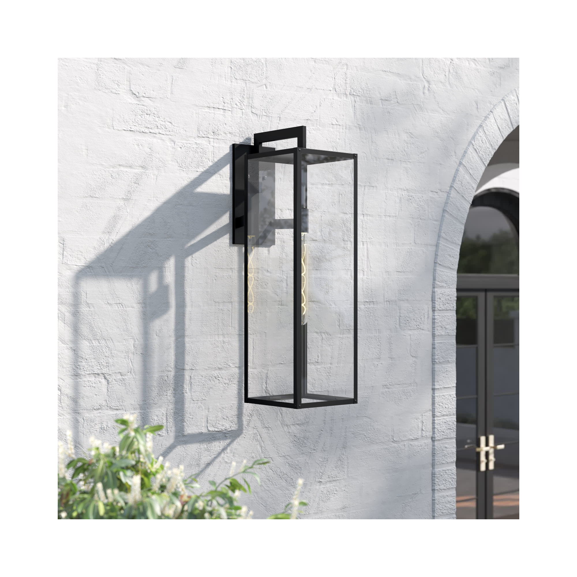 Caliana Single Light Outdoor Aluminum Wall Light, 6, Black