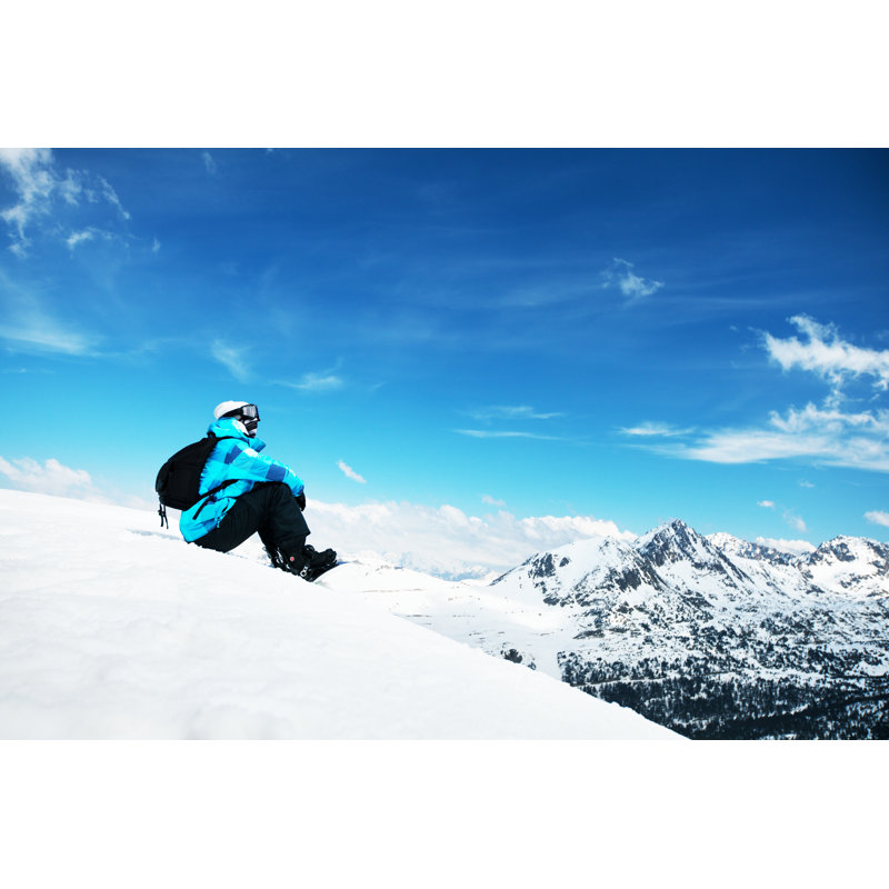 Snowboarder enjoying the nature in mountains, 81cm H x 122cm W