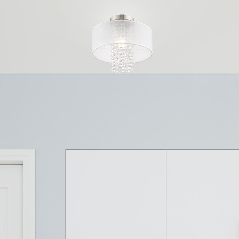 Haney Linen Blend Semi Flush Mount, 12'' H x 13'' W x 13'' D, Translucent