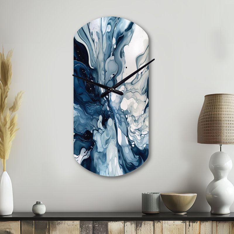 Horloge murale asymétrique bleue et grise, Grand