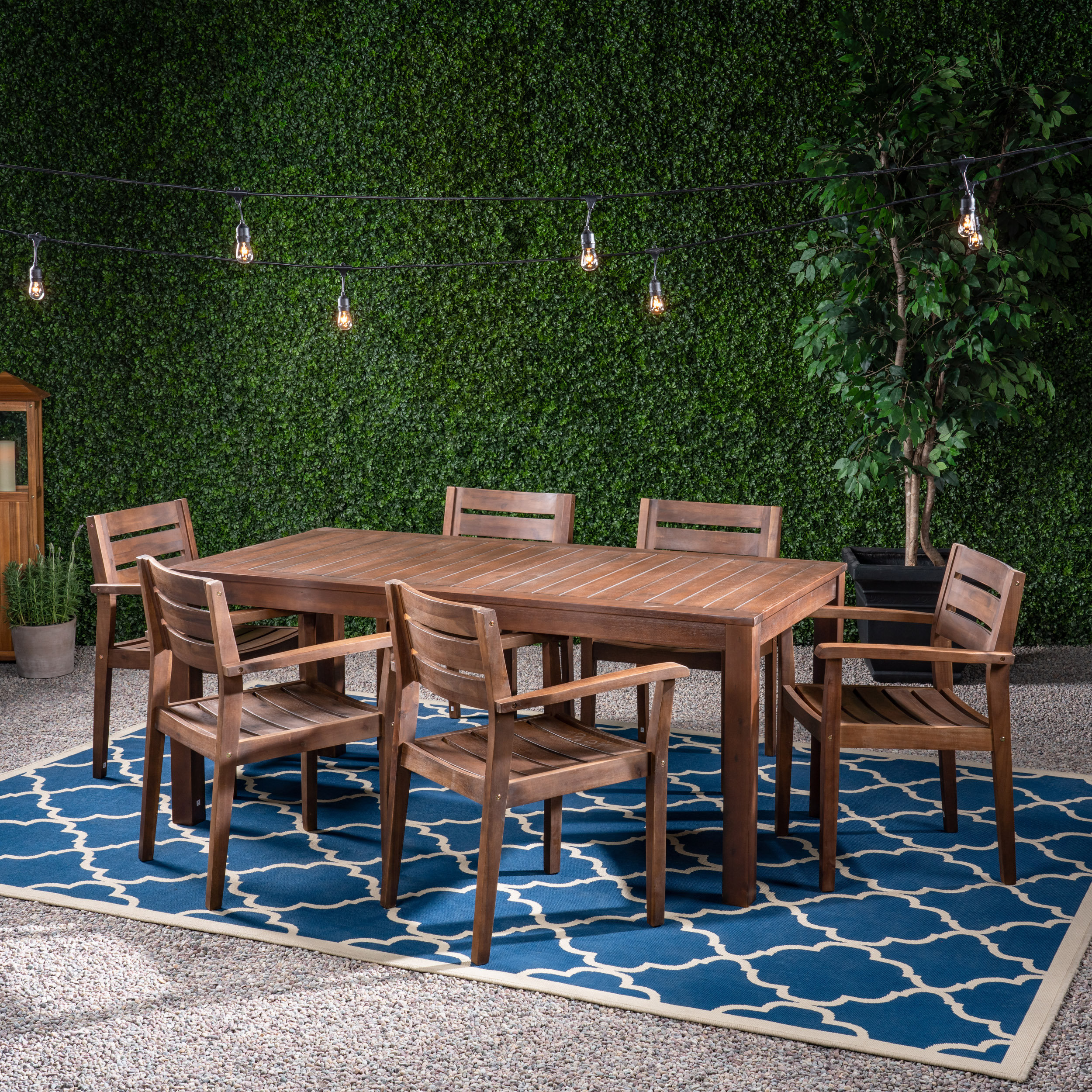 Millwood Pines Xavier Outdoor Rustic 7 Piece Dining Set \u0026 Reviews | Wayfair, image size:2500x2500