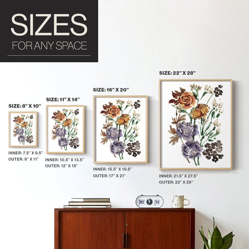 «Garden Bouquets I», reproduction encadrée de qualité supérieure - prête à être accrochée - aucun clou requis - aucun clou requis