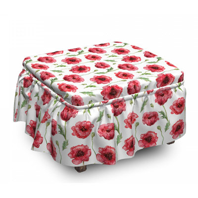 Housse pour repose-pieds ornemental aquarelle fleur