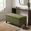 Repose-pieds de rangement avec couvercle rabattable, assemblage facile, pieds bouclés en tissu et bois d'hévéa, vert rétro