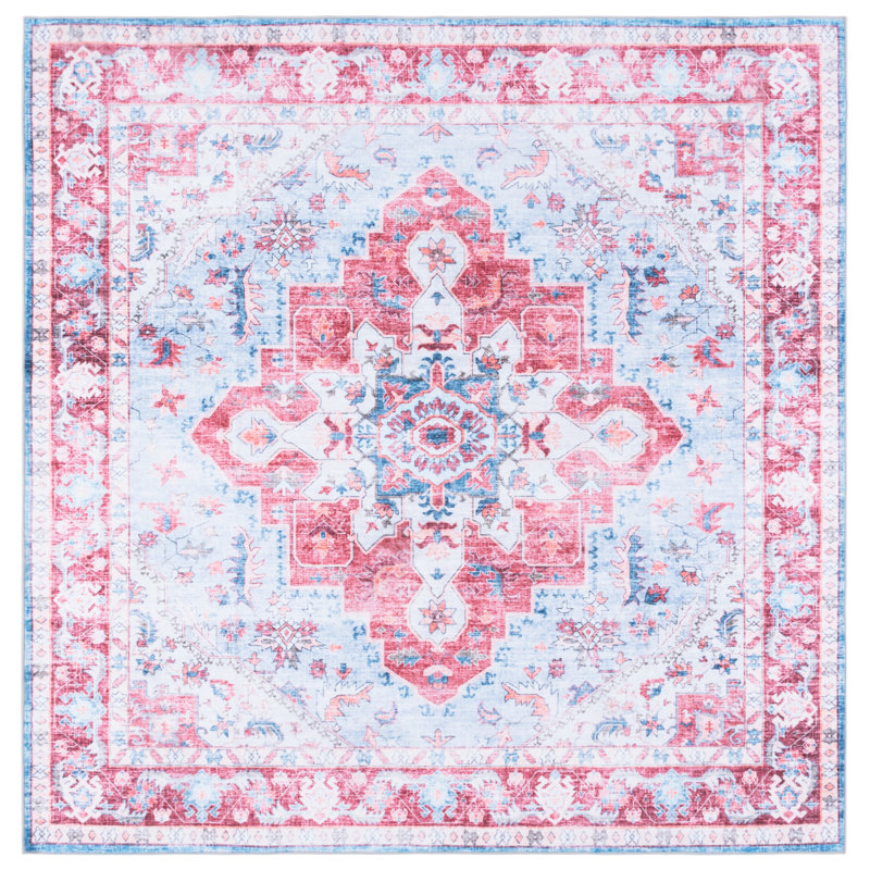 Tapis oriental performance lavable en machine MSRW Tucson 148, Carré 6 pi