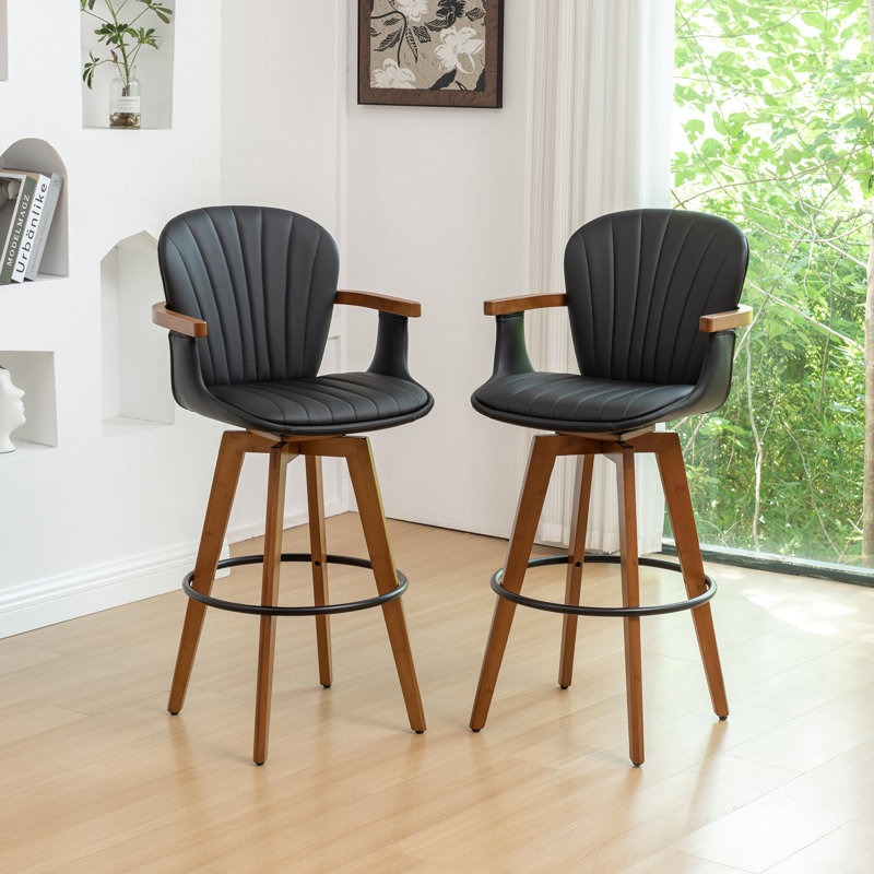 Kelsch Swivel Bar Stool, Black, Counter Stool (67.6cm Seat Height)