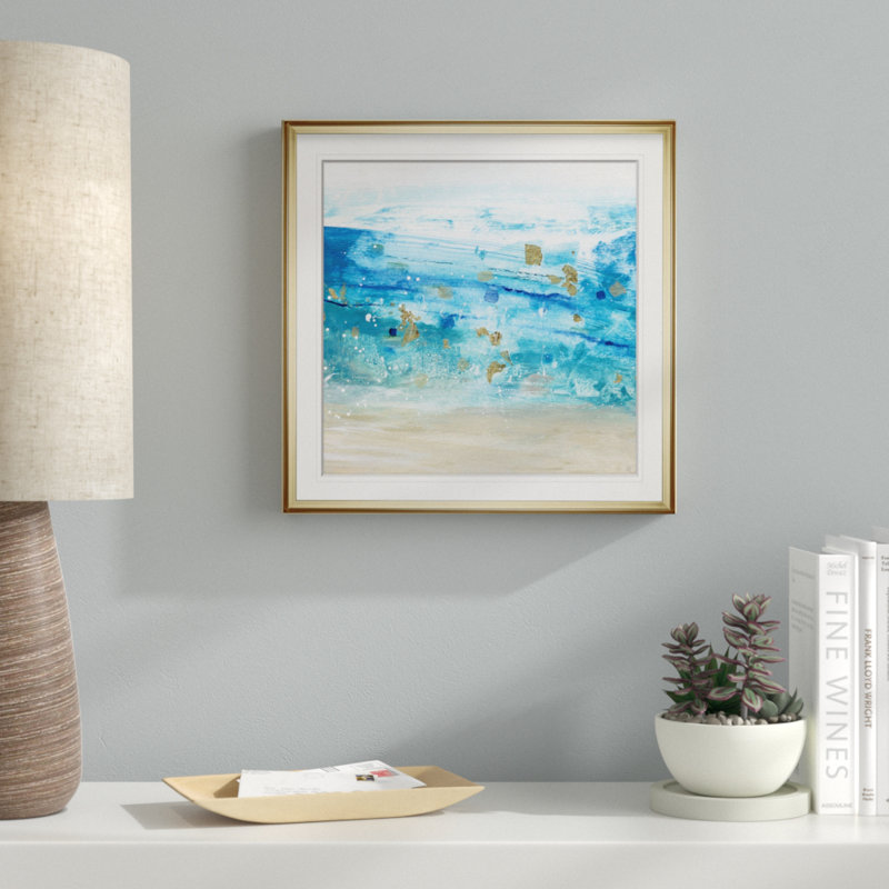 «Sea Glass Summer I», reproduction encadrée, H 17,5 po x l 17,5 po x P 1,5 po, Encadrement doré