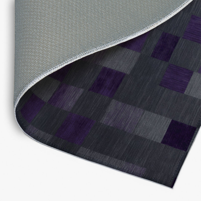Checkered Purple Indoor and Outdoor Area Rug, Rectangle 8' x 10'