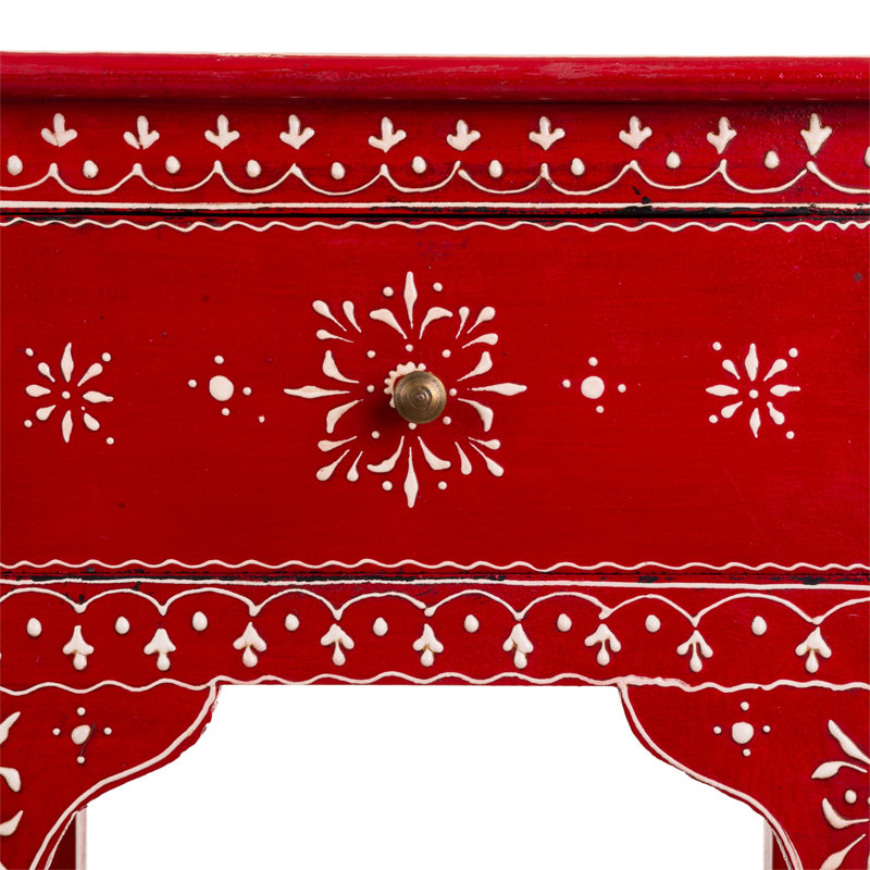 Erick Side Table with Storage, Red
