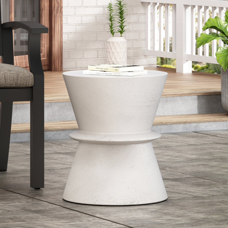 Boîte latérale extérieure en béton léger. Forme élégante. L 15,44 po x P 15,44 po x H 17,72 po, blanc antique, permet de ranger des articles à l'extérieur de la base de table. Fonctionnalité de soutien