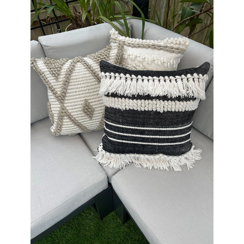 Fringed Outdoor Throw Pillow